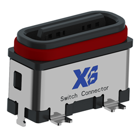 XB-ATCF-06-031 TYPE C 6P vertical waterproof base H=6.80mm (with steel sheet) (full plastic U-shaped)